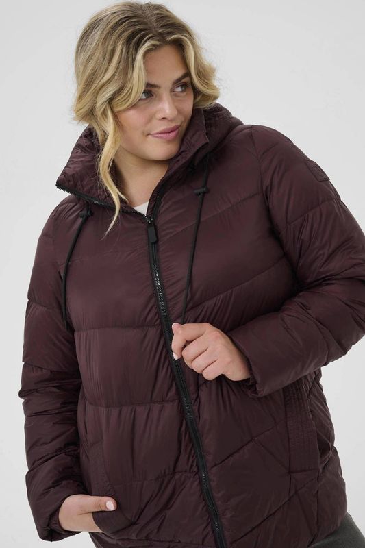 Kaffe Curve gewatteerde jas donkerrood