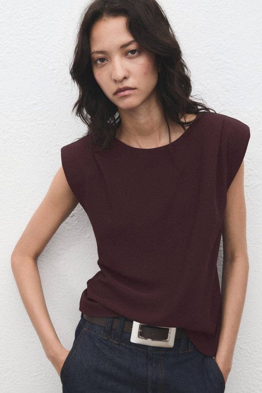 Mango - Blousetop - Donkerbruin