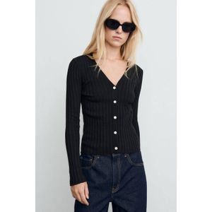 MANGO - FLURRY - Gebreid Vest - Zwart