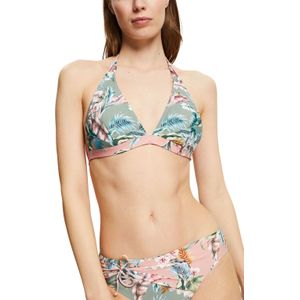 ESPRIT Women Beach voorgevormde gebloemde halter bikinitop lichtgroen