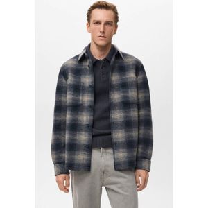 Mango Man geruit overshirt marineblauw