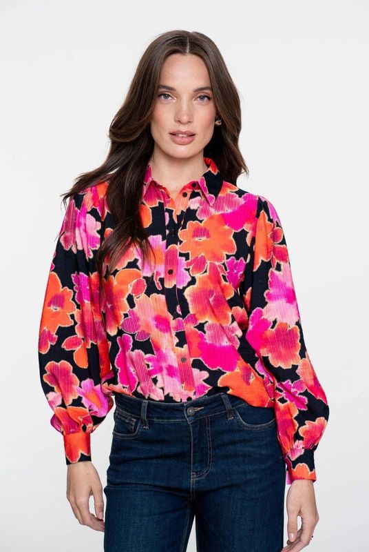 Geisha - Blouse Floral - Roze/Zwart - Dames