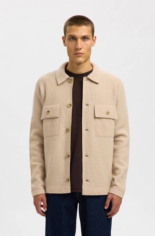 Selected - Nealy - Cardigan - Gekookte Wol - Met Lange Mouwen - Shirt Kraag - 2 Borstzakken