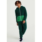 WE Fashion teddy onesie Dino donkergroen/groen