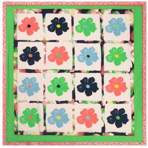 POM Amsterdam sjaal met bloemenprint groen