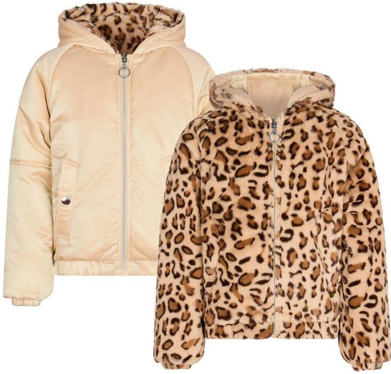 Retour Jeans - Reversible Imitatiebont Winterjas - Lichtgoud/Bruin