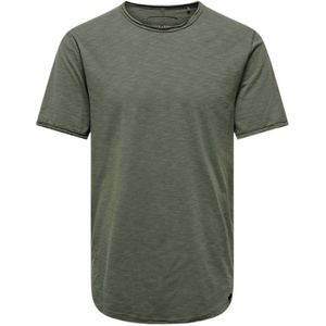 ONLY & SONS gemêleerd regular fit T-shirt ONSBENNE LIFE LONGY castor gray