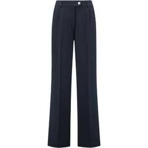 Fifth House high waist straight fit broek donkerblauw