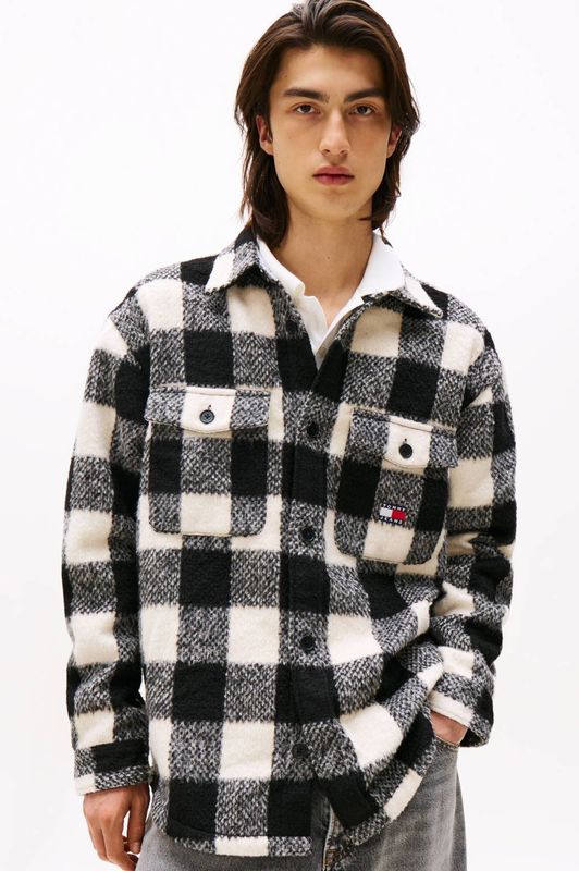 Tommy Jeans - TJM Check Overshirt - Zwart - Heren - Polyester