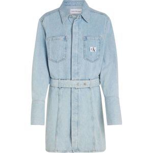 CALVIN KLEIN JEANS spijkerjurk met ceintuur light blue denim