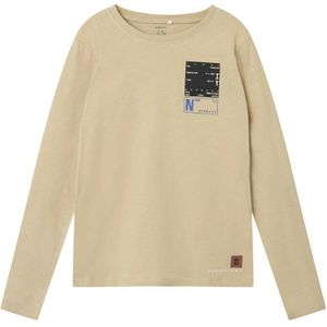 NAME IT KIDS longsleeve NKMORINDO met printopdruk beige