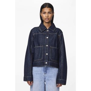 PIECES spijkerjasje dark blue denim