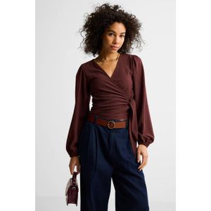 Ruby crinkle overslagtop donkerbruin