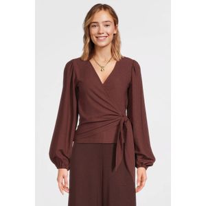 Ruby crinkle overslagtop donkerbruin