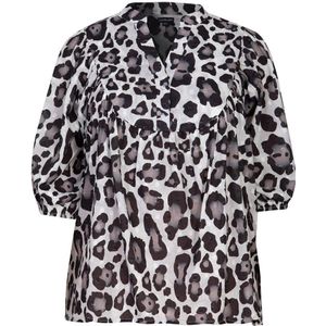 Exxcellent blousetop met dierenprint zwart/ecru/beige