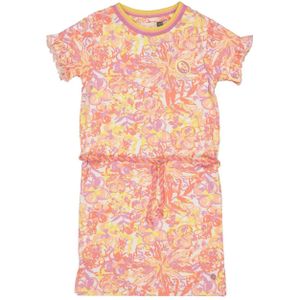 Quapi gebloemde T-shirtjurk BASIMA roze/wit/geel