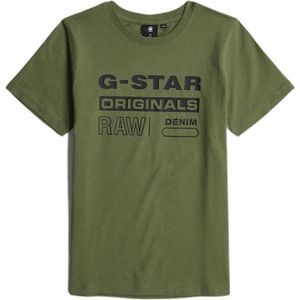 G-Star RAW T-shirt t-shirt s\\s regular met printopdruk mosgroen