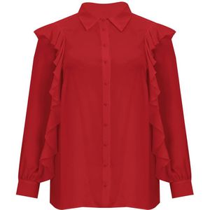 Mat Fashion blouse met ruches rood