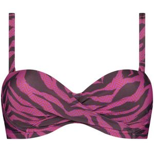 Beachlife voorgevormde strapless bandeau bikinitop roze/paars