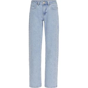 SisterS Point low waist straight jeans met hartjes print light blue