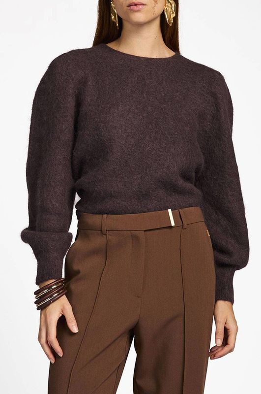 Aaiko - DENIZE WP 389 - Dames Trui - Groen - Effen - Ronde Halslijn