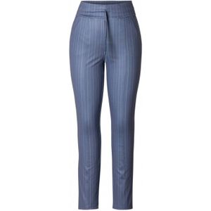 ES&SY gestreepte high waist regular fit broek Louise van travelstof blauw/ecru