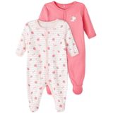 NAME IT BABY baby pyjama NBFNIGHTSUIT - set van 2 roze/wit