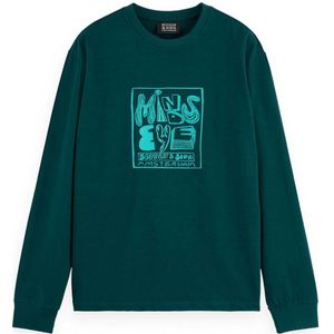 Scotch & Soda regular fit longsleeve met printopdruk dark green