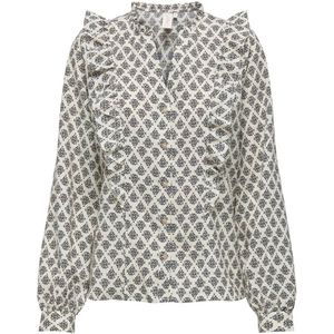 ONLY blouse ONLLUSIA met all over print wit/ zwart