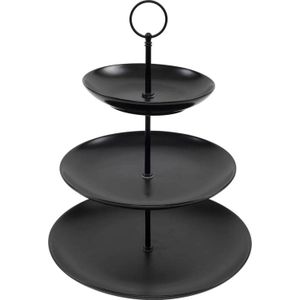 Cookinglife - Etagère - Zwart - 3-laags - ø 16, 21 & 26 cm - 32 cm hoog