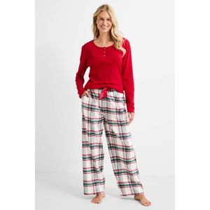 Dreamcovers pyjamabroek ecru/groen/rood