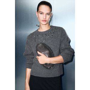 Mango gebreide trui grijs