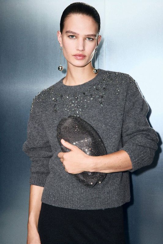 Mango gebreide trui grijs