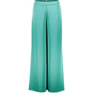 Vera Mont satijnen high waist loose fit pantalon groen