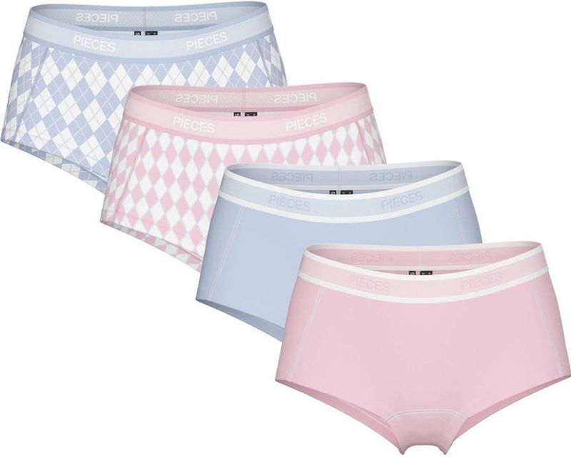 Pieces - PCLOGO 4-pack - Hipsters - Roze/Blauw