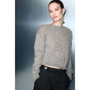 Mango gebreide trui blauw/bruin