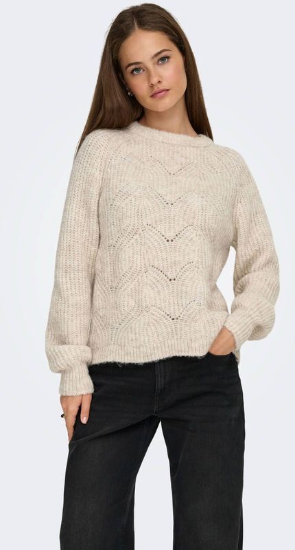 Only - Onlgila Life Ls Structure O-neck Bf - Trui - Whitecap Gray/melange