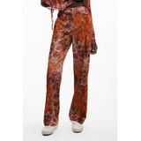 Desigual - Paisley-microcordbroek - Oranje - Lange Vloeiende Broek