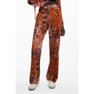 Desigual - Paisley-microcordbroek - Oranje - Lange Vloeiende Broek