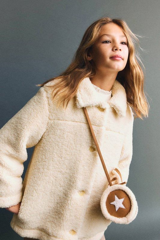 Mango Kids - Teddy Jas - Ecru - Voor Meisjes