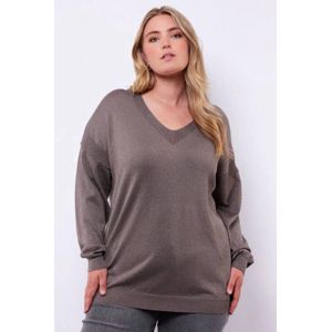 Exxcellent pullover taupe met lurex