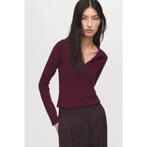 Mango pullover donkerrood fijn gebreid