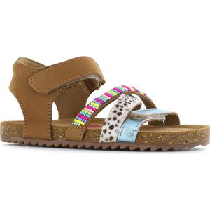 Shoesme leren sandalen met kraaltjes bruin multi