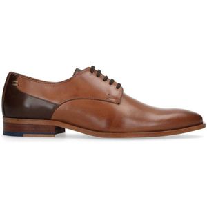 Manfield Leren Veterschoenen Cognac