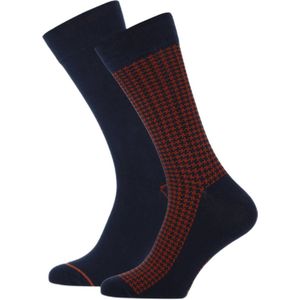 Marcmarcs sokken Anton met pied-de-poule print - set van 2 donkerblauw/donkerrood