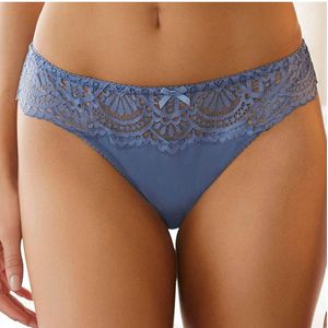 Lascana string met kant blauw