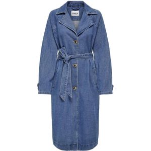 ONLY trenchcoat jas ONLMALOU medium blue denim