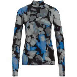 WE Fashion gebloemde top blauw