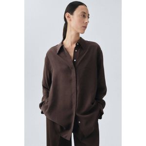 Mango zijden blouse donkerbruin