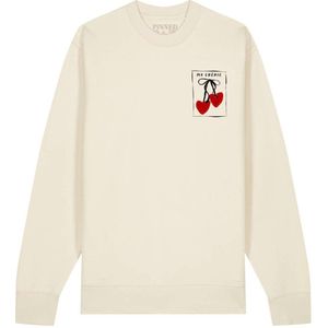 Pinned by K Curve sweater met backprint ecru